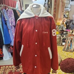 Vintage Red Hooded Jacket for Men